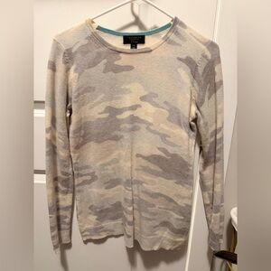 Charter Club 100% Cashmere Sweater - Gray and Cream Camouflage